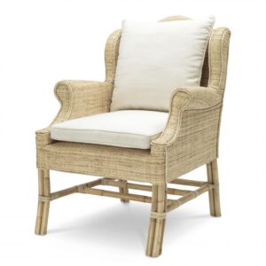 Featuring an intricate woven design, the elegant wicker Porto Ercole Chair will sit well in a variety of living spaces both contemporary and traditional.