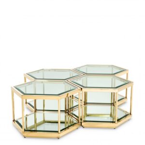 Inspired by the structure of a honeycomb, this alluring set of 4 hexagonal Sax Coffee Tables makes your living room the place to be.