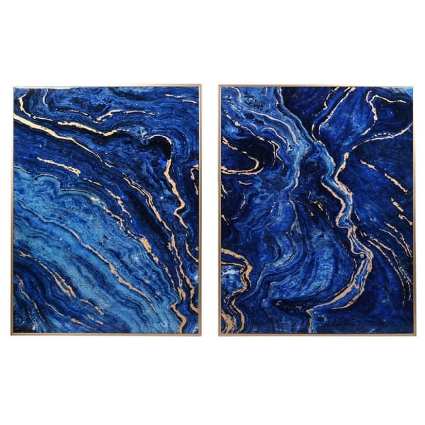 The Set of 2 Cobalt Marble Effect Panels gives to your room a fantastic touch