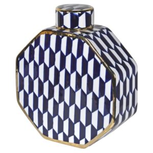 The Large blue/white Lidded Jar gives to your room an enrichment touch.