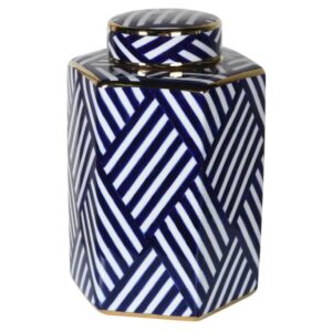The Blue and White Stripe Lidded Jar is not just a trendy decorative element, but also an essential addition.