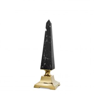 Decorate your living space with the classy Layford Obelisk, featuring a gold finished base and a black marble upper part.