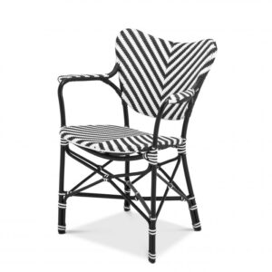 Spice up your dining room or lounge with the monochrome rattan Colony Chair with arms.