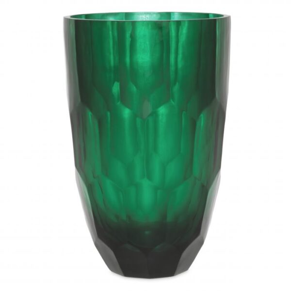 Ideal for all-season arrangements, the Mughal L Vase from hand blown emerald green glass offers you a world of decorative options.