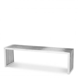 Characterised by an architectural design and a slanted line pattern, the sleek and shiny Carlisle Bench is a fine addition to modern and contemporary décors.
