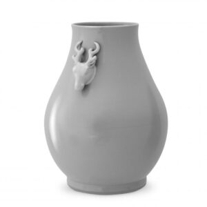 Charming and elegant, the bulb-shaped porcelain Harford Vase is wrapped in a soft shiny grey glaze.